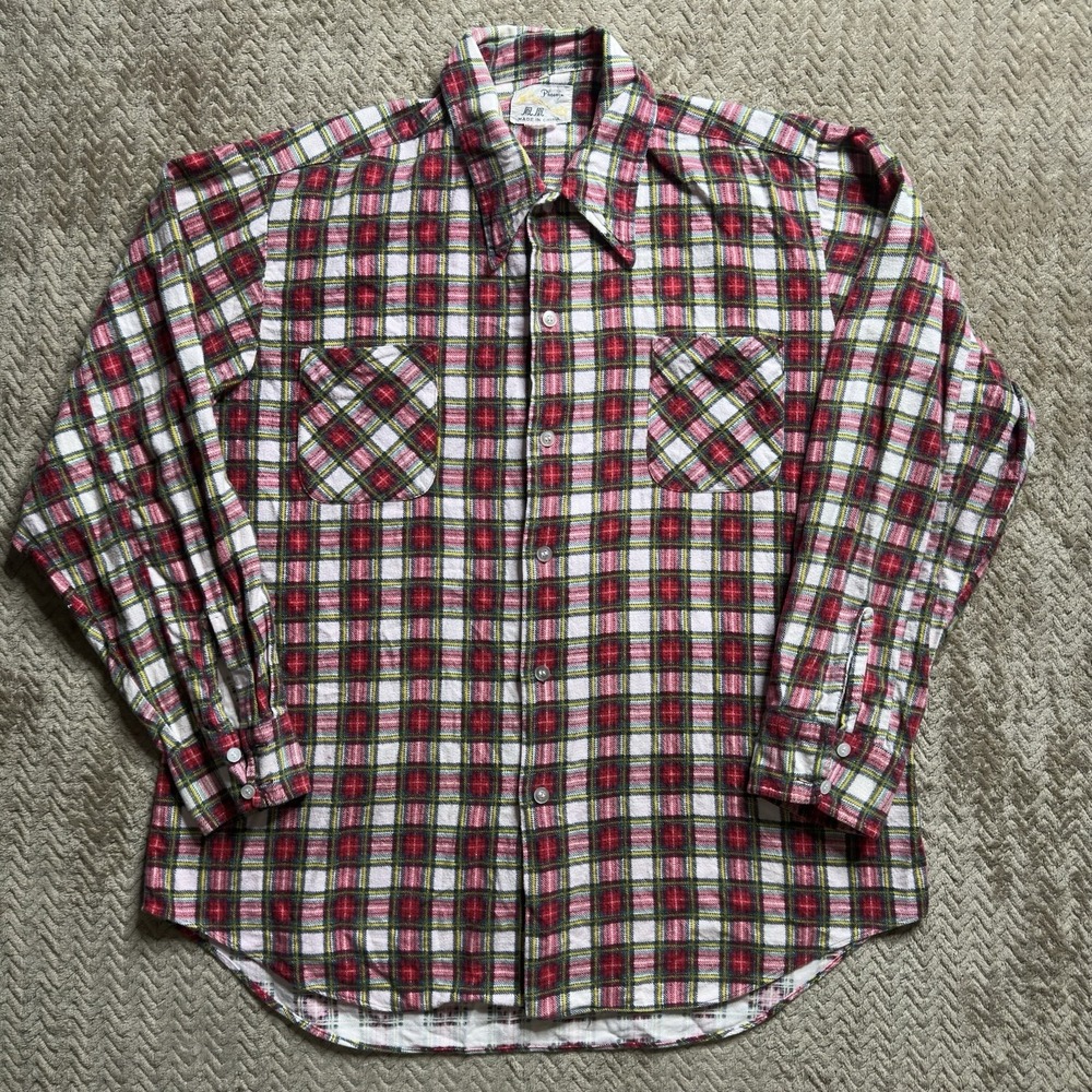 Phoenix Vintage Men's 100% Cotton Red Plaid Check Classic Flannel Size XL